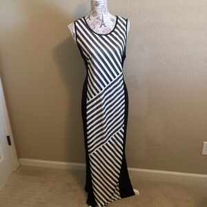 Chico's Black and White Striped Maxi Dress
